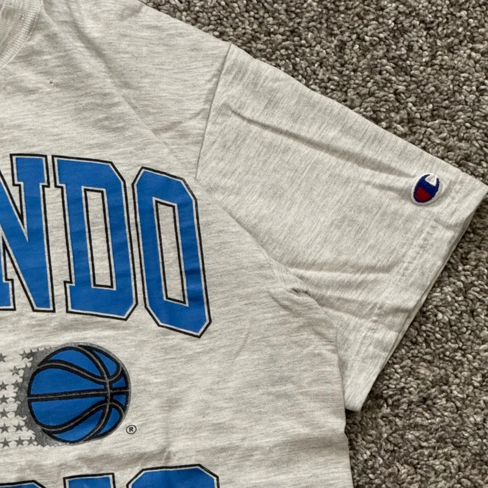 Vintage 90s Orlando Magic Champion T-Shirt Mens M Gray NBA Basketball USA - Picture 3 of 5